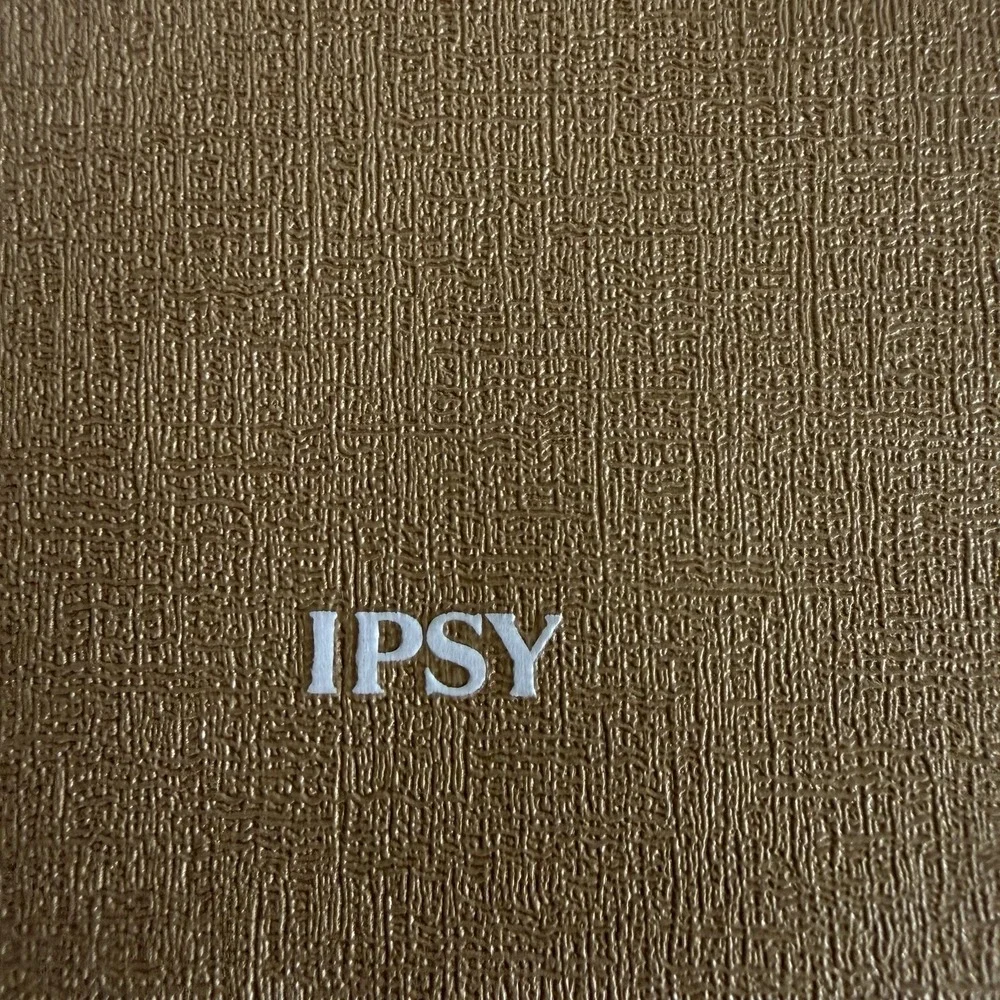 Ipsy Stay Golden Metallic Gold Makeup Bag Turquoise Lining Sun Zipper Pull Pouch